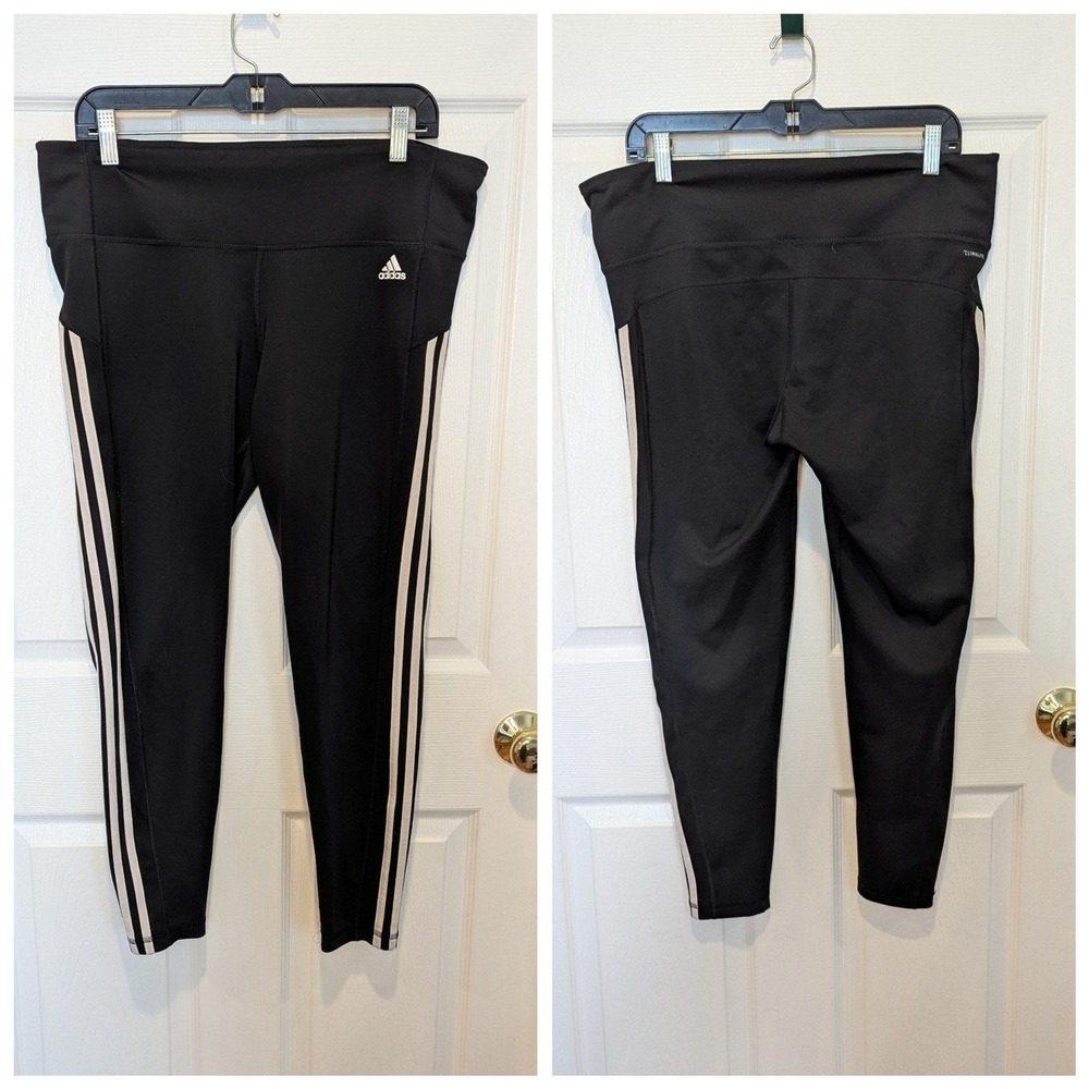 Athleisure‎ Adidas Climate 3 Stripe Leggings Black XL Gym Running Yoga
